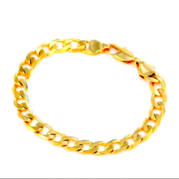 MENS STAINLESS STEEL 18K GOLD PLATED BRACELET - Picture 2 of 2